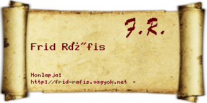 Frid Ráfis névjegykártya